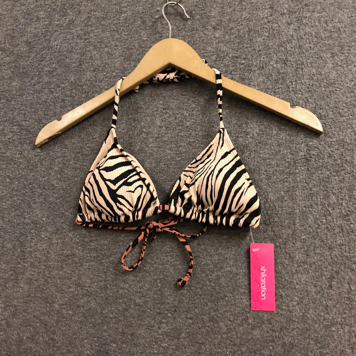 Xhilaration Girls Ribbed Triangle Bikini Top Animal Print Size Small (0-2)  NWT