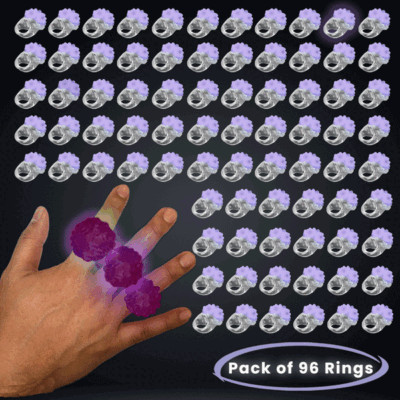 96pc LED Light Up Rings Bulk Purple Flashing Glow Party Favors Jelly ...