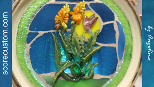 Sun Catcher, Stained Glass, 3D Hummingbird and Aloe with Stand - Picture 10 of 19