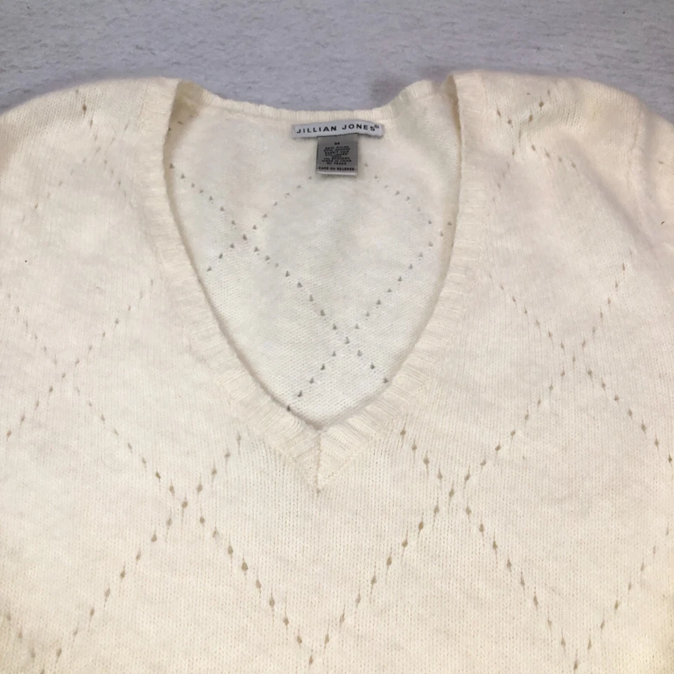 Suéter Jillian Jones Angora Mezcla Lana Mujer Talla M Marfil Detalle Ojales Manga Larga Foto 2 de 4