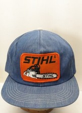 Vintage 80s Stihl Chainsaw Patch K-Products Snapback Denim trucker cap Hat foam