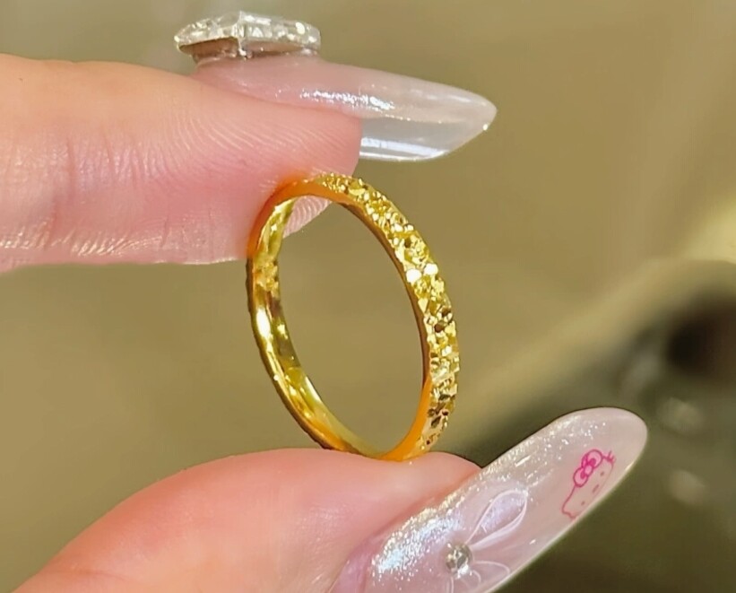 Pure 999 24K Yellow Gold Lucky Shiny Rings Men Women Band US Pure 999 24K Yellow Gold Lucky Shiny Rings Men Women Band US