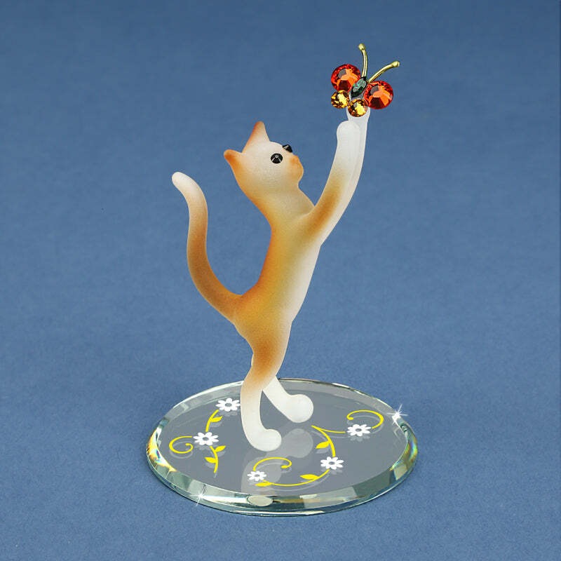 Glass Baron Tabby Cat with Butterfly LO 104-TB | eBay