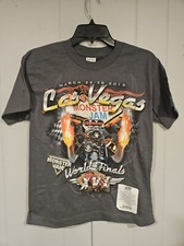 Monster Jam World Finals T Shirt Youth Medium Gray 2015 Las Vegas Monster Trucks