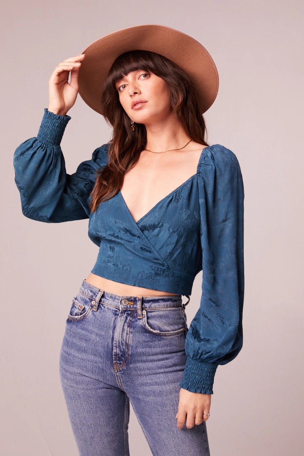 Band Of The Free Camille Crossover Crop Top Womens Deep Teal Boho Cottage Gypsy