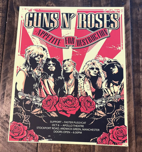 Guns N Roses Appetite for Destruction Reproduction Concert Poster 8x10 Cardstock - Afbeelding 1 van 4