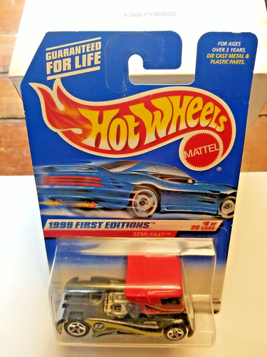 1999 Hot Wheels #914 First Editions 8/26 SEMI-FAST Black/Red Variation w/5 Spoke - Picture 2 of 3