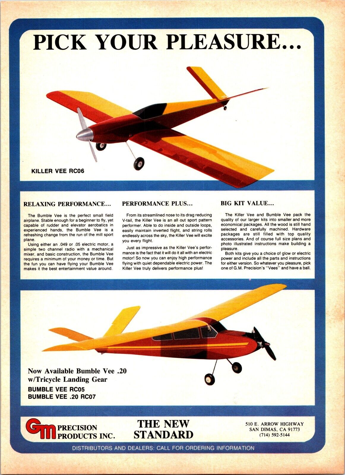 Killer Vee RC06 RC Airplane Vintage Print Ad 1988 Wall Art Decor Kit