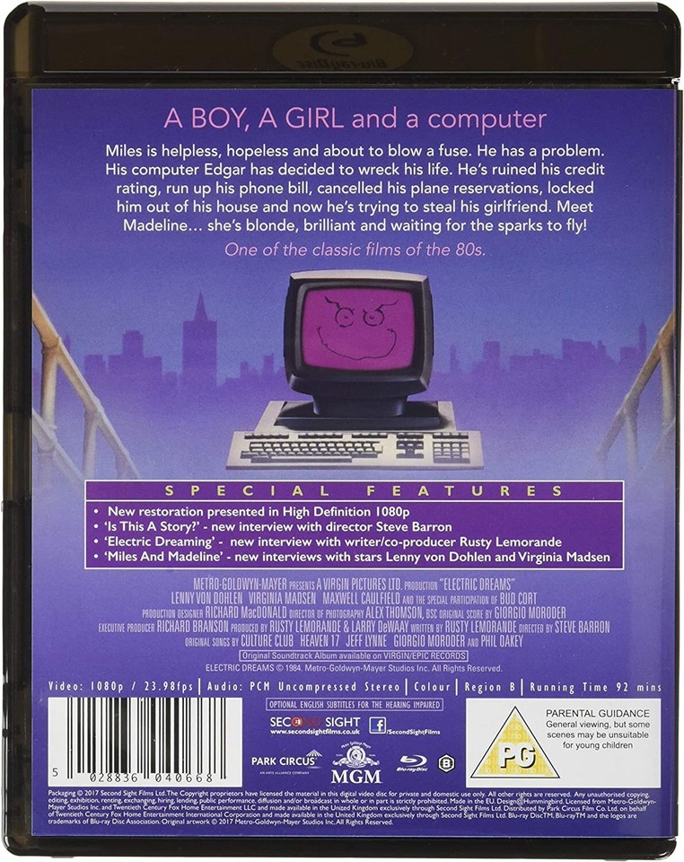 Electric Dreams (Blu Ray) (Bluray) Lenny von Dohlen Virginia Madsen