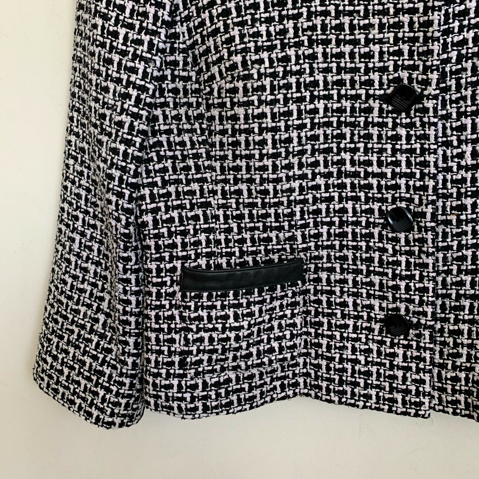 Pendleton Jacket Collarless Textured Black White … - image 5