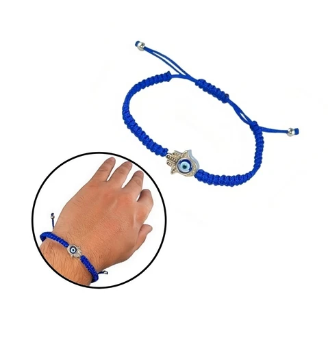 Blaues Armband Fatimas Hamsa Hand mit Nazar Boncuk Auge Blick Armschmuck Schmuck