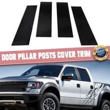 4X Gloss Balck Window B Pillar Post Trim For Ford F150 F-150 2004-14 Accessories