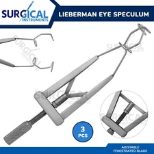 3 Lieberman Eye Speculum Adjustable Fenestrated Blade Ophthalmology German Grade