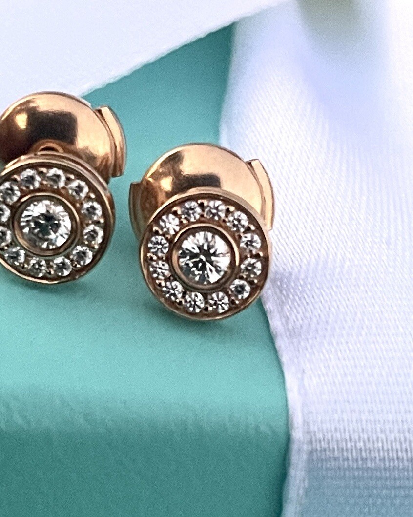 Tiffany 18k Rose Gold 750 Diamond Circlet Soleste Round Earrings