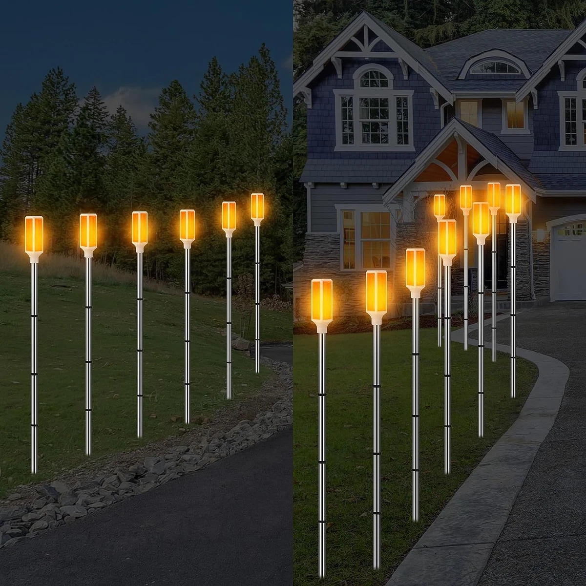 6 Pcs Solar Powered Driveway Markers Landscape Lighting Outdoor
