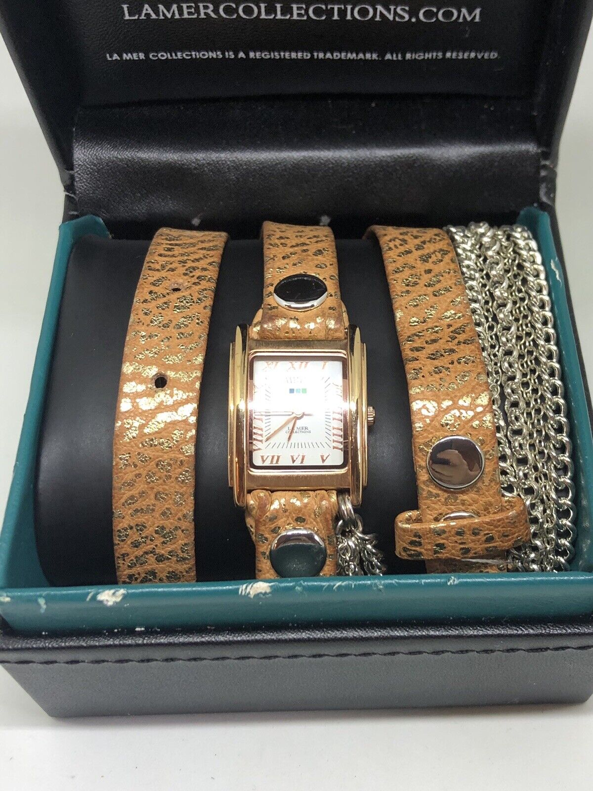 La Mer Collections - Rose Gold and Leather Wrap Bracelet Watch