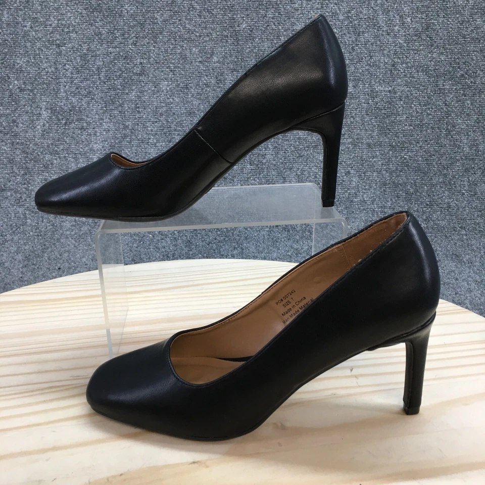 Женские классические туфли-лодочки на высоких каблуках Journee Collection 7 черные искусственная кожа без шнурков - Изображение 2 из 4