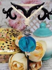 Blue Silver Glass Bead Pendant Keychain Bag Charm FREE SHIPPING
