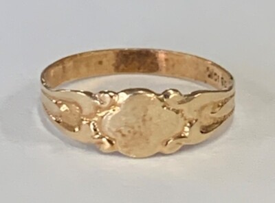 Nachlass Schmuck Baby Siegelring Babyring 10K Gelbgold Bandgröße 0,5 ohne Monogramm