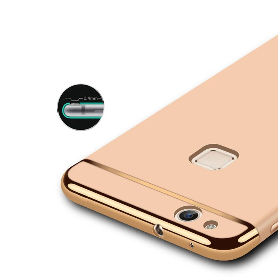 Cellulare Custodia Protettiva per Huawei P9 Lite Bumper 3 IN 1 Cover Cromo Nera - Immagine 2 di 4