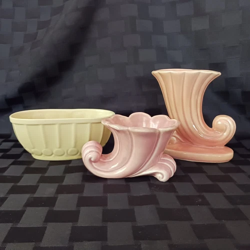 Vintage Shawnee USA Made Art Pottery Planter Lot/3 Art Deco Pastels, EUC