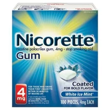 Nicorette Gum, 4 mg Each, WHITE ICE MINT, 100 Pieces EXP 05/2026