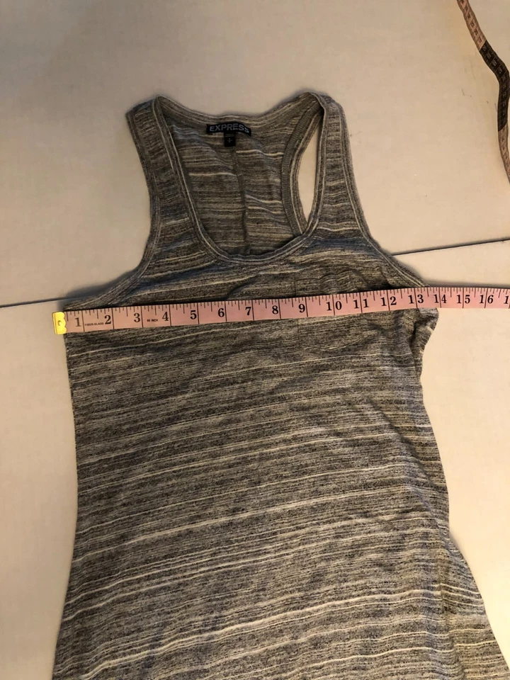 Vestido Midi Express Feminino Cinza Marled Regata Tamanho P Alto Baixo Sem Mangas Elástico - Imagem 4 de 4