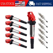 6 Pack Ignition Coil & Spark Plugs for BMW 128i 328i 335i 528i 535i X5 X3 UF592