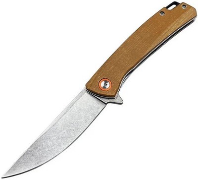 ElitEdge Linerlock Folding Knife Steel Blade Tan Micarta Handle - 10-B013OR