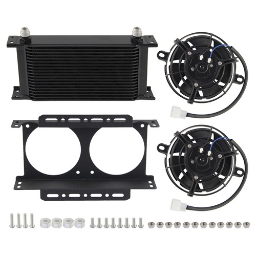 Universal 19 Row AN10 Engine Oil Cooler + Dual 5.5" Fan w/Mounting Bracket Kit - Picture 11 of 12