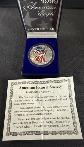 1999 American Eagle Walking Liberty $1 Silver Dollar 1 oz 999 Color Uncirculated