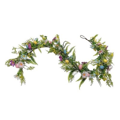 Easter Wreath with Colorful Eggs 160cm for Mantel Front Doors Indoor Outdoor