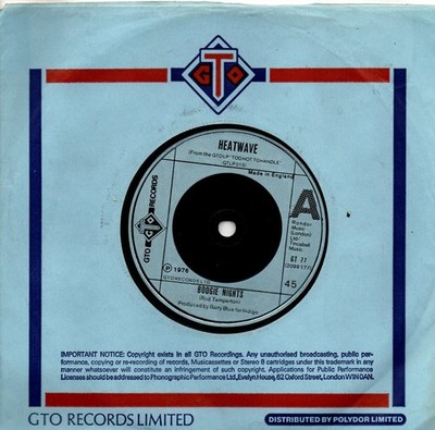 Heatwave:Boogie nights/All you do is dial:UK GTO:1976