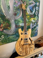 AcePro Brian May Style Semi Hollow Electric Guitar – Spalted Wood + Pearl Knobs