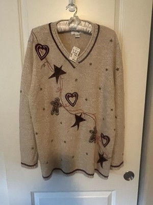 Christopher & Banks Embroidered Gingerbread Sweater Size 1X NWT