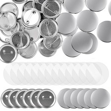 200 Sets Buttonrohlinge 32mm Blanko Buttonteile mit Sicherheitsnadel DIY