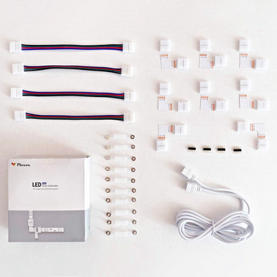 LED Strip Verbinder Set 10mm 4 Polig Verlängerung, Eckverbinder Befestigungsclip