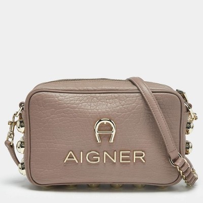 Aigner Bombe A Old Rose Leather Camera Crossbody Bag