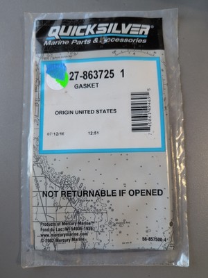 Mercury Quicksilver 27-863725 1 Block Off Gasket OEM NOS