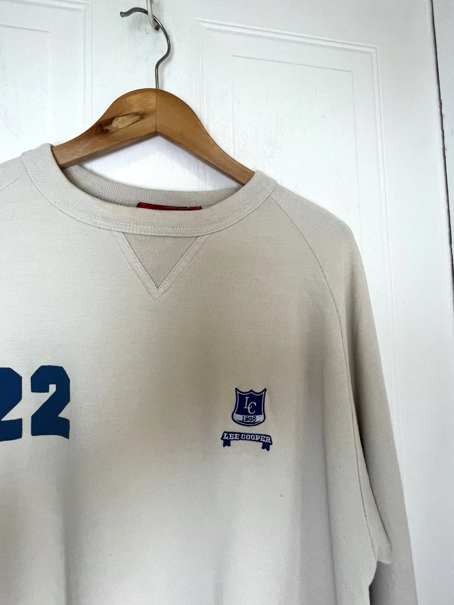 Sudadera Lee Cooper Para Hombre S Crema Vintage Gráfico Cuello Redondo Años 90 Ambiente Retro
