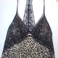 VICTORIA'S Secret Slip Nitey Dress Leopard Lingerie EUC Size Med