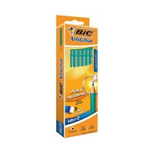 BIC Ecolutions Evolution 655 HB Pencil with Eraser Pack of 12 , Green With eras