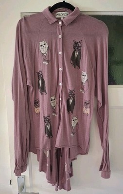 Blusenkleid v. Wildfox mit Katzenprint