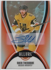 2025-26 Allure Shea Theodore #68 Golden Knights Red Rainbow Auto