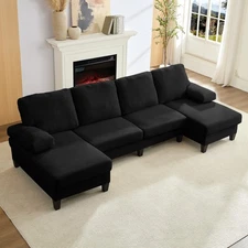 Zafly Modular Corner Sofa Set,U-Shaped Velvet Sectional,Family Room Sofa,Seats 6