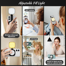 Portable Selfie Light with Mirror  5 Led Mode,Rechargeable-Magnetic,Compatible