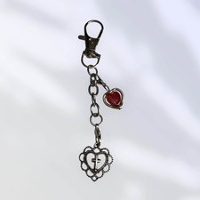Purse Charm Cross in Heart Pendant Red Charm Handmade