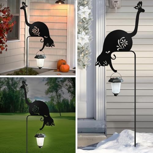 Cat Solar Lights Outdoor Garden, Black Cat Garden Statue,Black Cats Outdoor - Photo 2/6