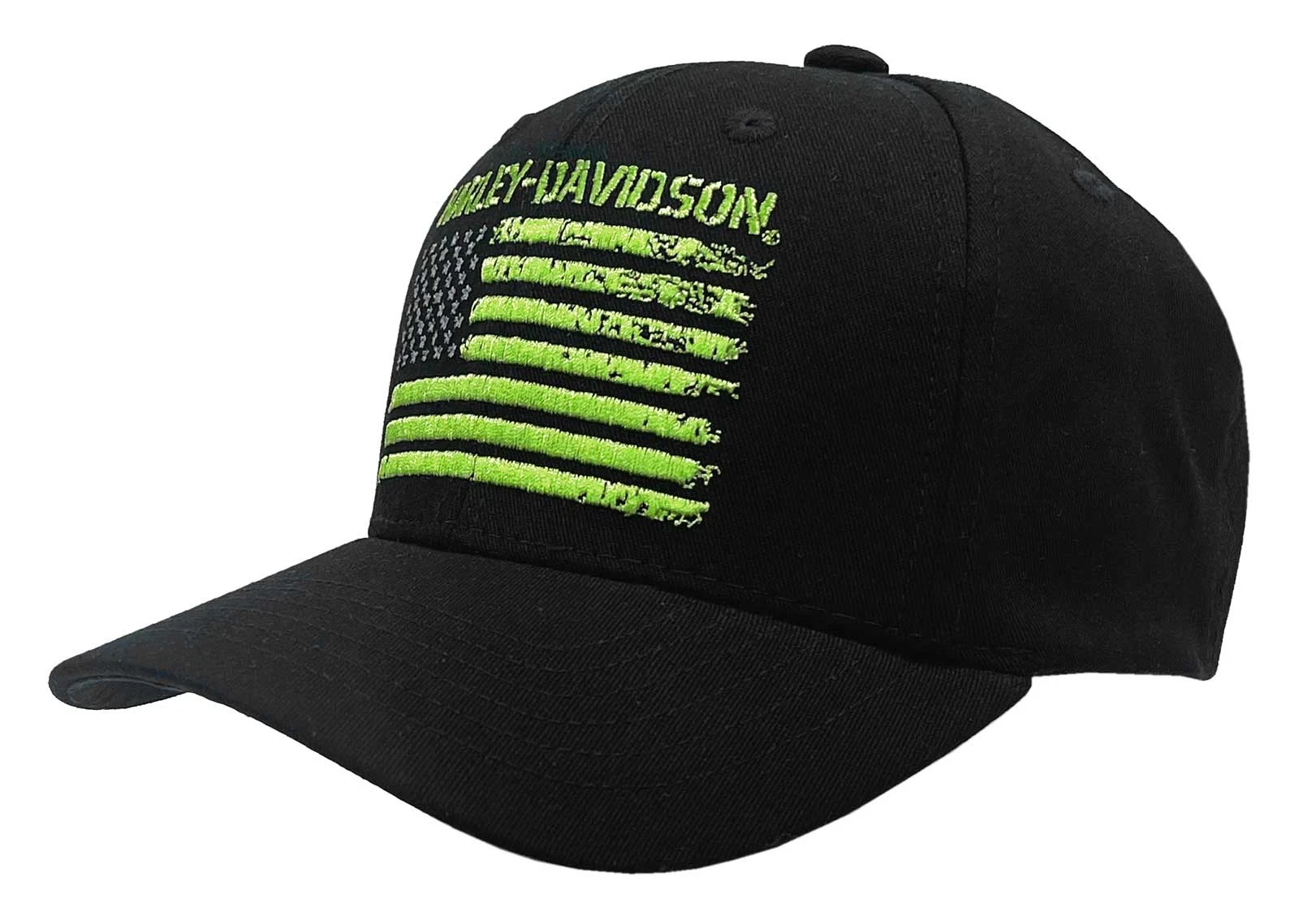 Harley-Davidson Men's Neon Allegiance Flag Stretch Fit Baseball Cap, Black