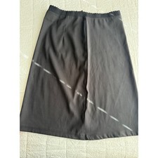 Vintage Blue Black Midi Skirt Scalloped Waist A-Line Stretch Made in USA N879